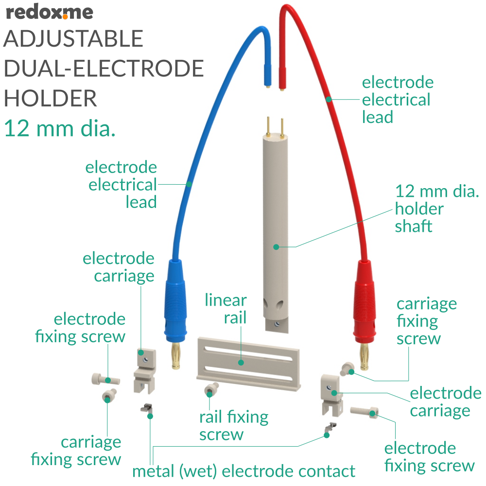 Adjustable Dual-Electrode Holder, 12 mm dia.