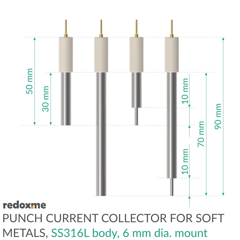 Punch Current Collector for Soft Metals - SS316L, 6 mm dia. mount