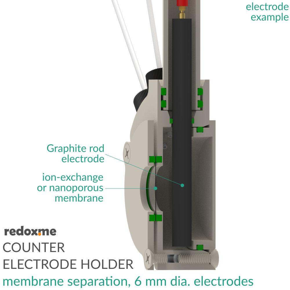 Counter Electrode Holder - membrane separation, 6 mm dia. electrodes