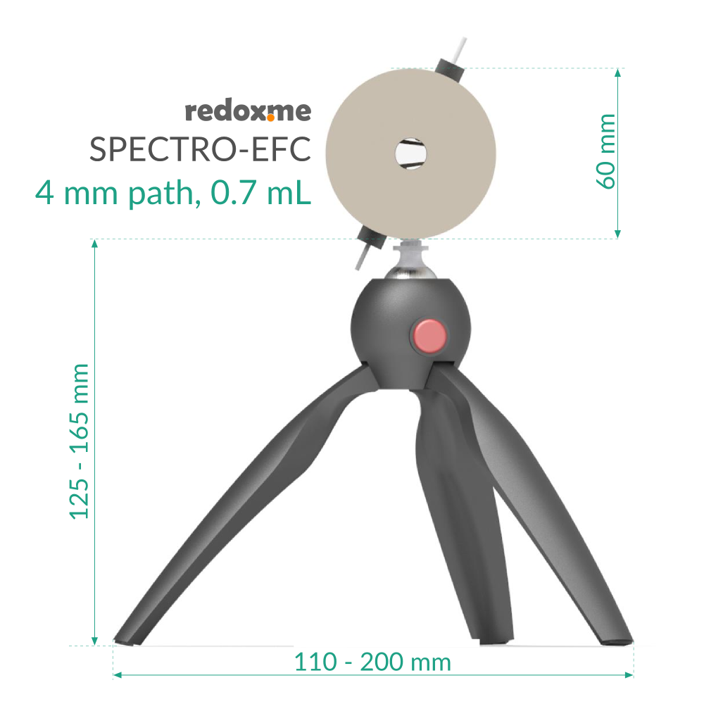 MM Spectro-EFC, 4 mm path, 0.7 mL - Magnetic Mount Spectro-Electrochemical Flow Cell with reduced optical path