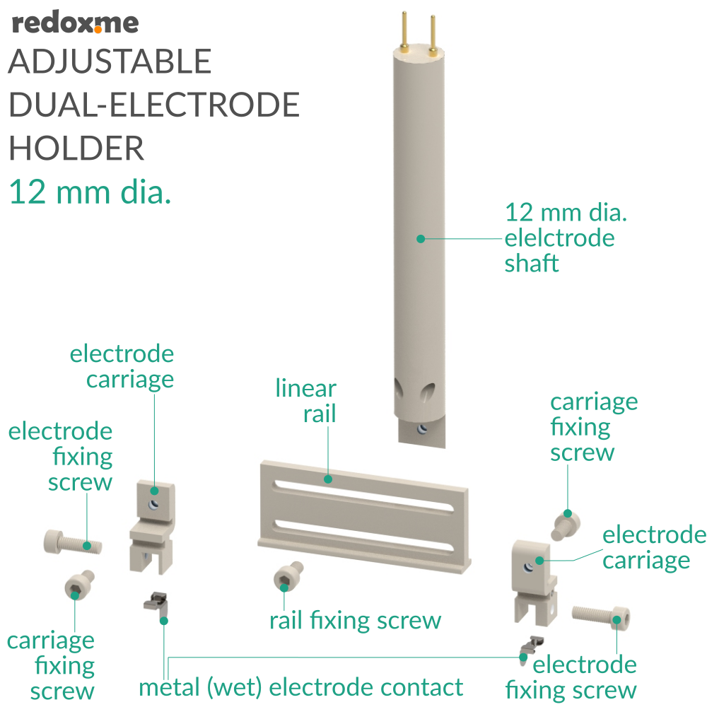 Adjustable Dual-Electrode Holder, 12 mm dia.