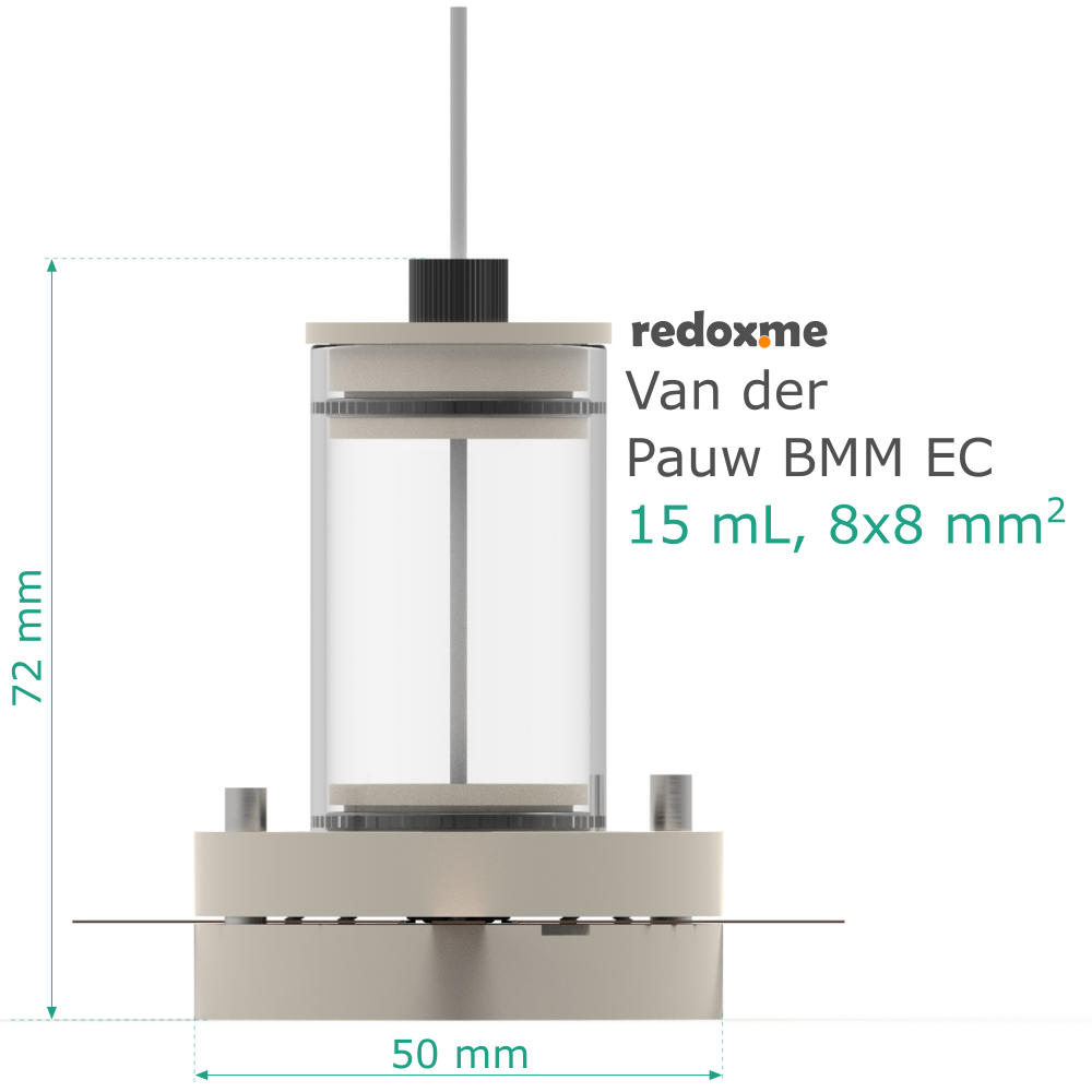 Van der Pauw BM/BMM EC, 15 mL - Van der Pauw Bottom Mount Electrochemical Cell