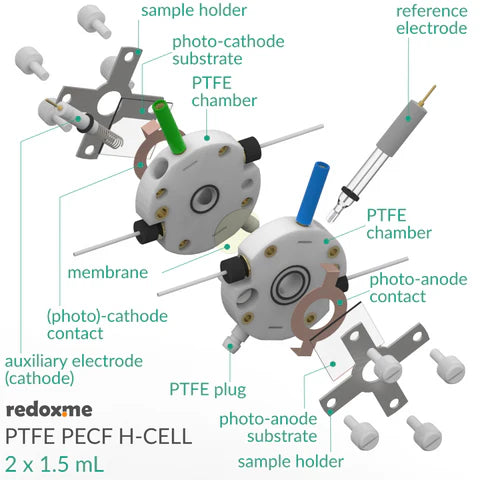 PTFE PECF H-Cell 2x1.5 mL - PTFE Photo-Electrochemical Flow H-Cell - Thasar S.r.l.