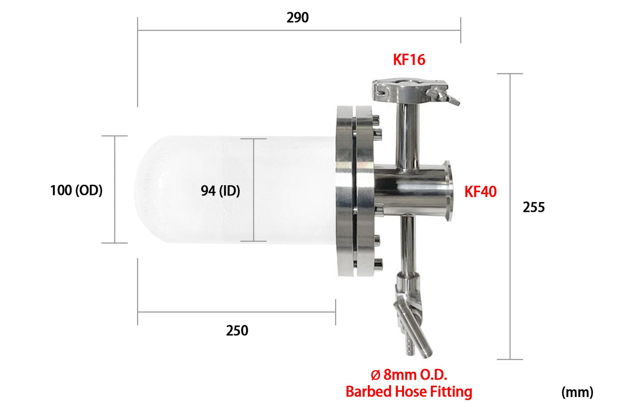 One-end Open Quartz Tube (°100°°94°250 mm) w/ Compression Flange for High Vacuum - CFF-100 - Thasar Store