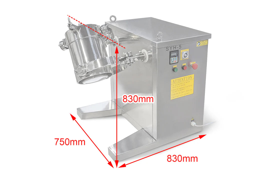 3D Shaker Mixer & Mill w/ 0.5 L -- 15L Tank for Dry Powder - EQ-SYH-5 - Thasar S.r.l.