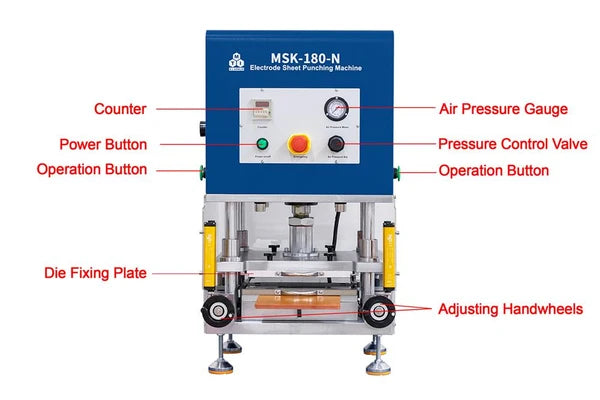 Semi-Automatic Die Cutter for Pouch Cell Electrodes (Max. 200 Lx200W, mm) - MSK-180-N
