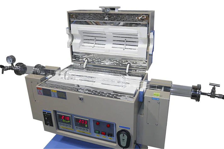 1200C Two Zone 4" Rotary CVD Furnace with Automatic Feeding & Receiving System - OTF1200XIIR4-AF - Thasar S.r.l.