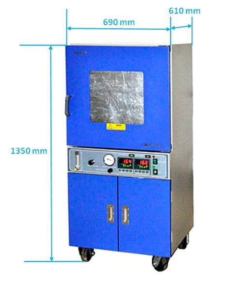 500°C (18x18x18, 91 Liter) Large Vacuum Oven with Vacuum Pump & Water Chiller - DZF-6090-HT - Thasar S.r.l.