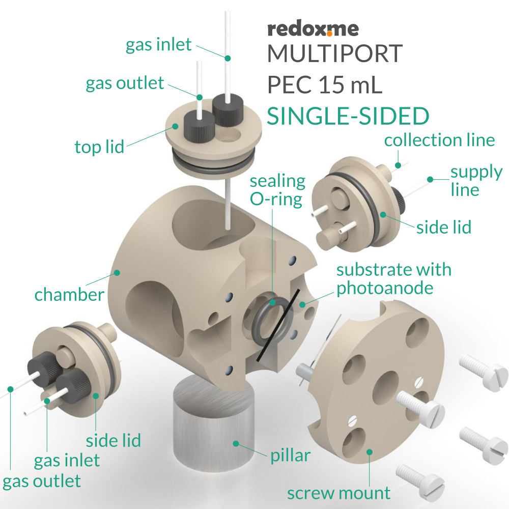 Multiport PEC 15 mL single-sided - Multiport Photo-electrochemical Cell