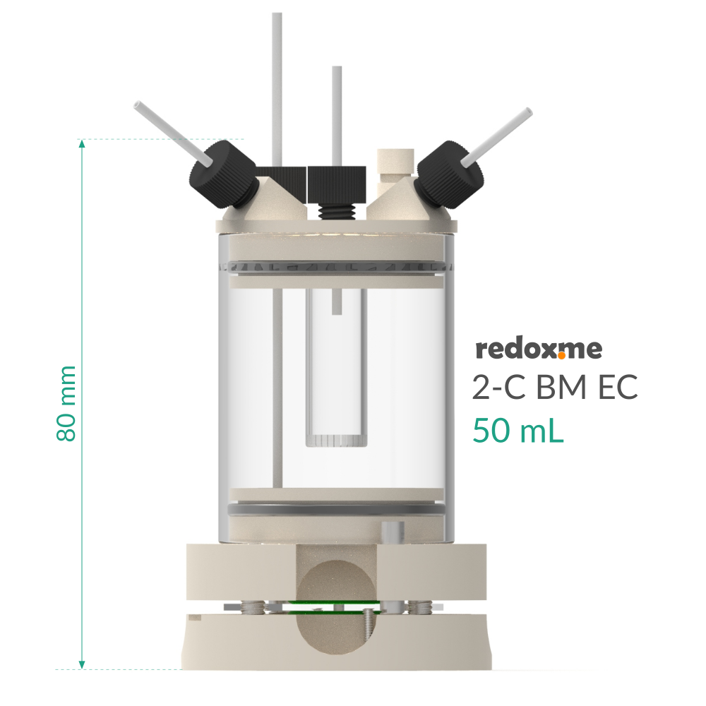 2-C BM EC 50 mL - Two-compartment Bottom Mount Electrochemical Cell 50 mL