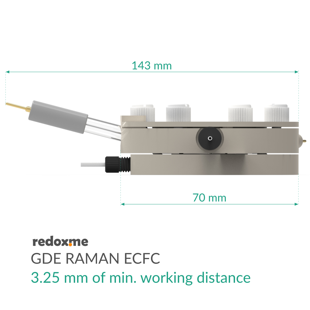 GDE Raman ECFC – Screw Mount Gas Diffusion Electrode Raman Electrochemical Flow Cell, 3.25 mm of min. working distance