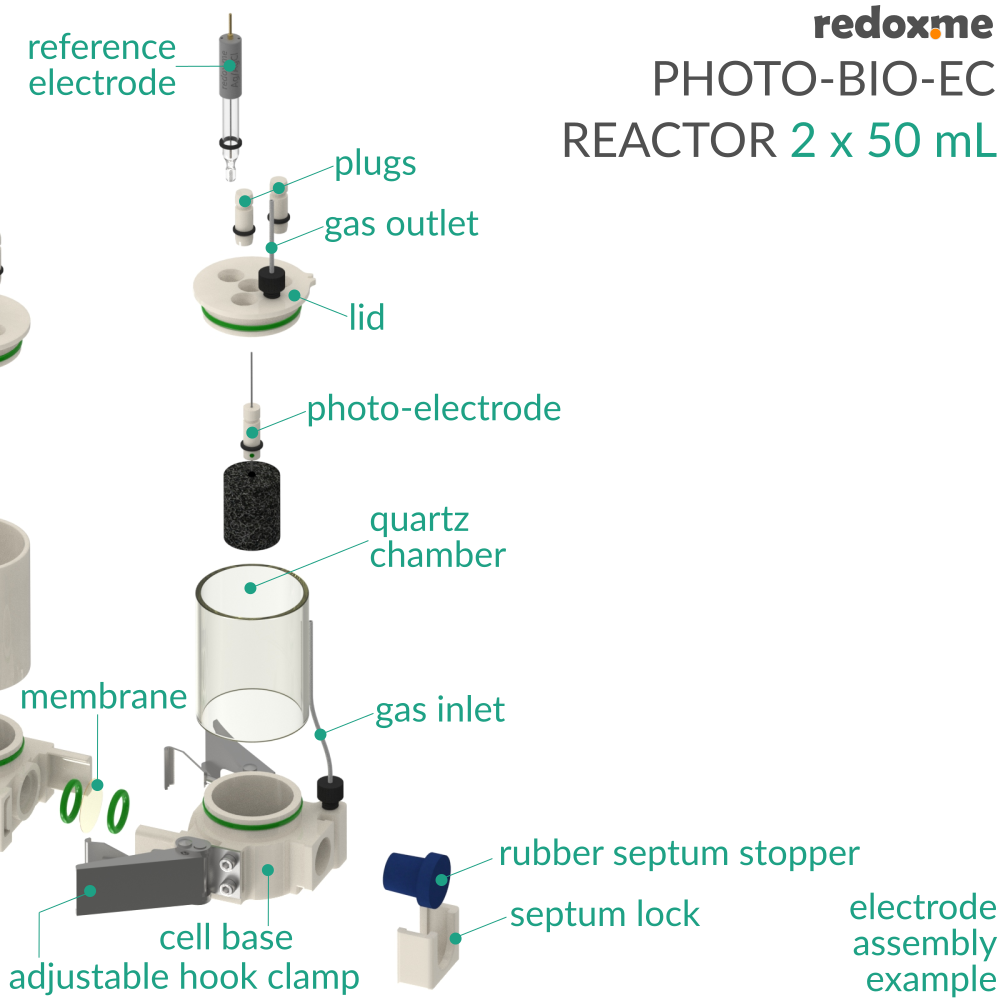 Photo-Bio-EC Reactor - Photo-bioelectrochemical reactor 2 x 50 mL