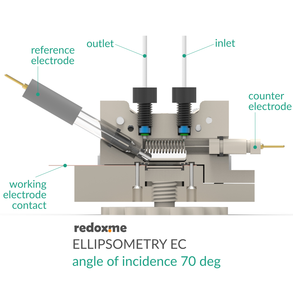 Ellipsometry EC - Ellipsometry Electrochemical Cell, angle of incidence 70 deg