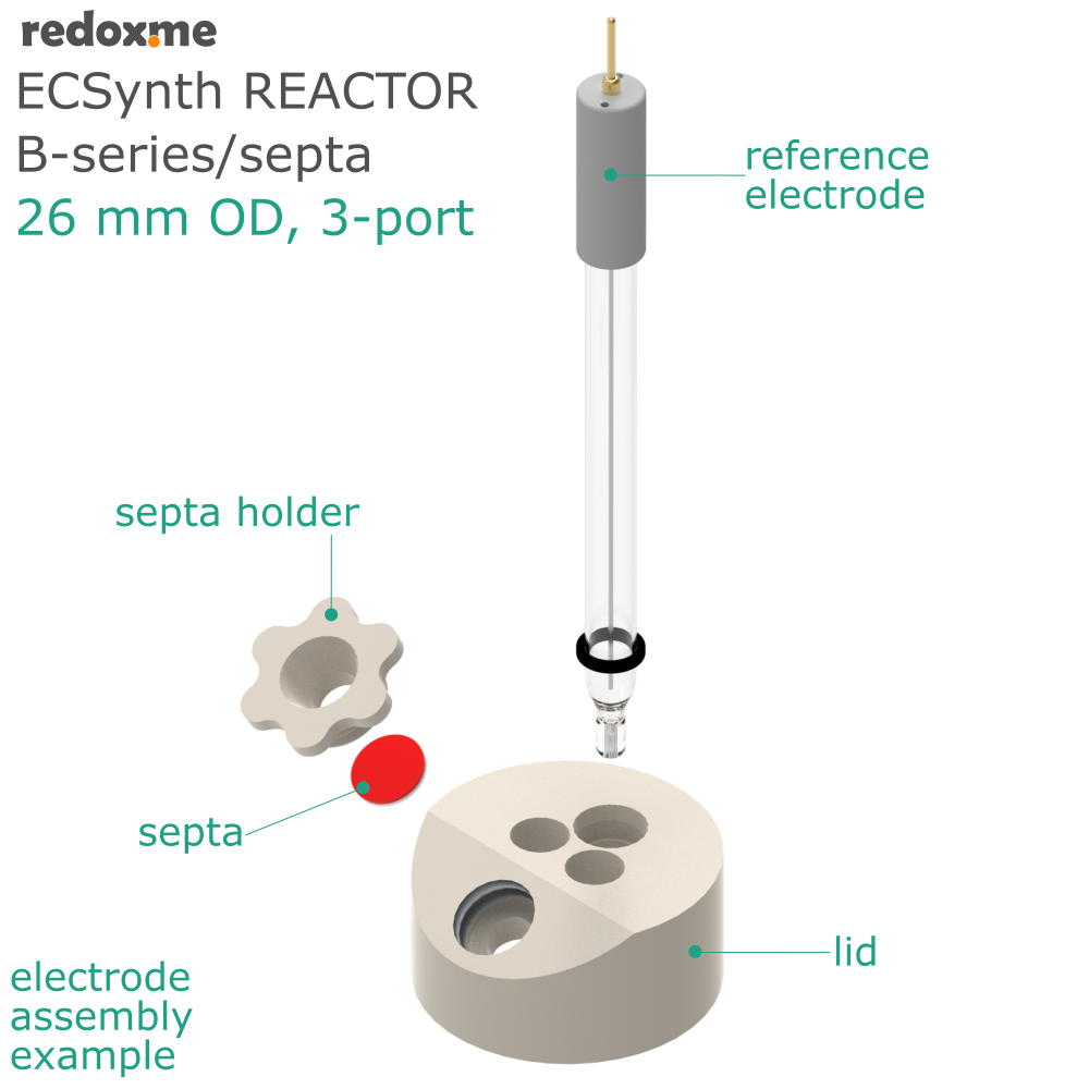 Electrosynthesis Reactor B-series/septa, 26 mm OD, 3-port