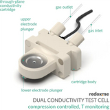 Dual Conductivity Test Cell - compression controled, T monitoring