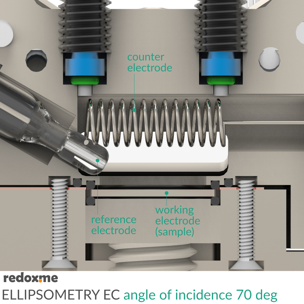 Ellipsometry EC - Ellipsometry Electrochemical Cell, angle of incidence 70 deg