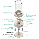 2-C BM FC EC 50 mL - Two-compartment Bottom Mount Front Contact Electrochemical Cell 50 mL