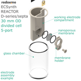 Electrosynthesis Reactor D-series/septa, 30 mm OD, divided cell, 5-port