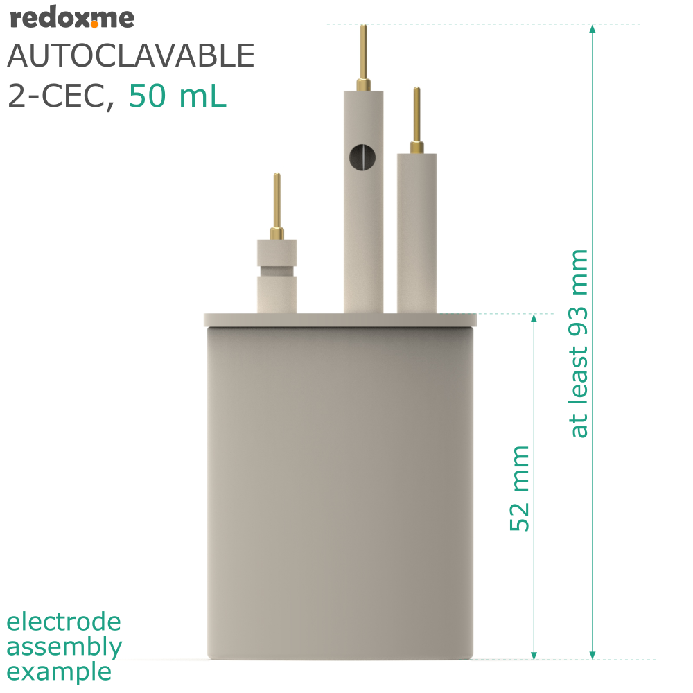 Autoclavable 2-CEC 50 mL - Autoclavable Two-compartment Electrochemical Cell