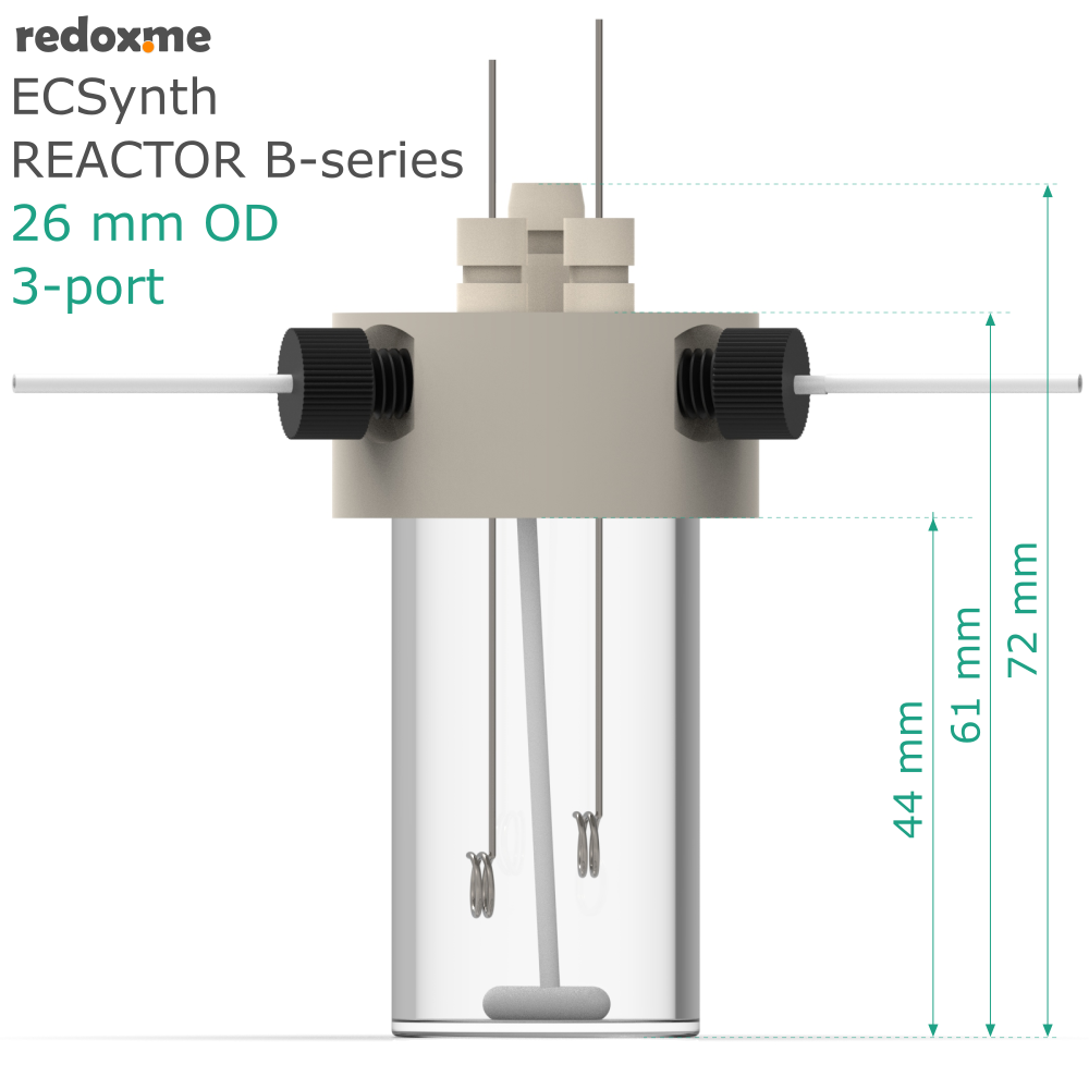 Electrosynthesis Reactor B-series, 26 mm OD, 3-port