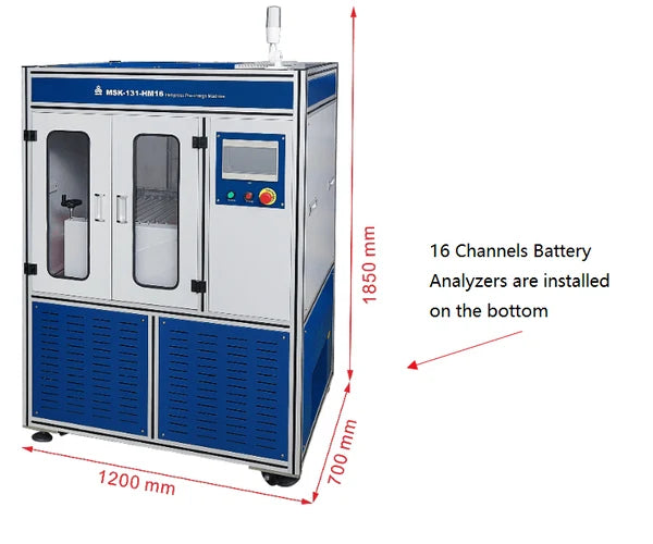 Automatic Hot-Press w/ Battery Analyzers (16, 64 or 128 Channels) for Pouch Cell SEI Formation - MSK-131-AM