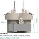 Electrosynthesis Reactor E-series/septa, divided cell, 2x4-port