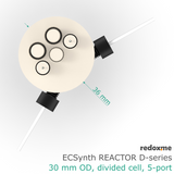 Electrosynthesis Reactor D-series, 30 mm OD, divided cell, 5-port