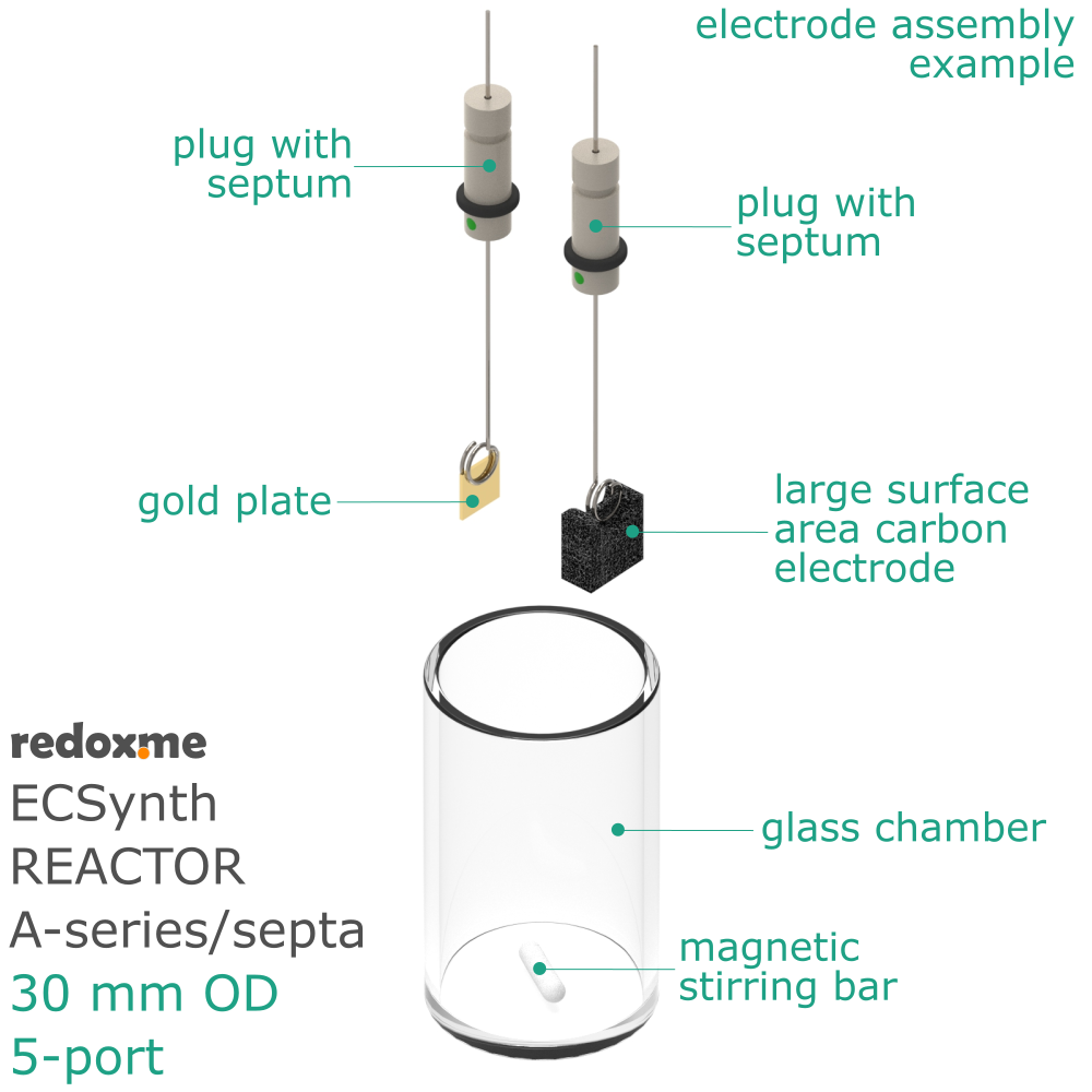 Electrosynthesis Reactor A-series/septa, 30 mm OD, 5-port
