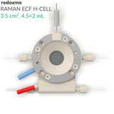 Raman ECF H-Cell 3.5 cm2, 4.5+2 mL – Raman Electrochemical Flow H-Cell, active area: 3.5 cm2, volume: 4.5+2 mL