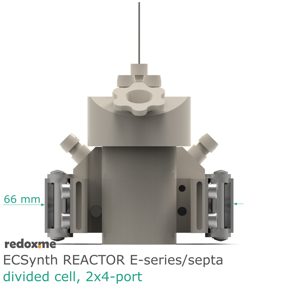 Electrosynthesis Reactor E-series/septa, divided cell, 2x4-port