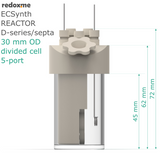 Electrosynthesis Reactor D-series/septa, 30 mm OD, divided cell, 5-port