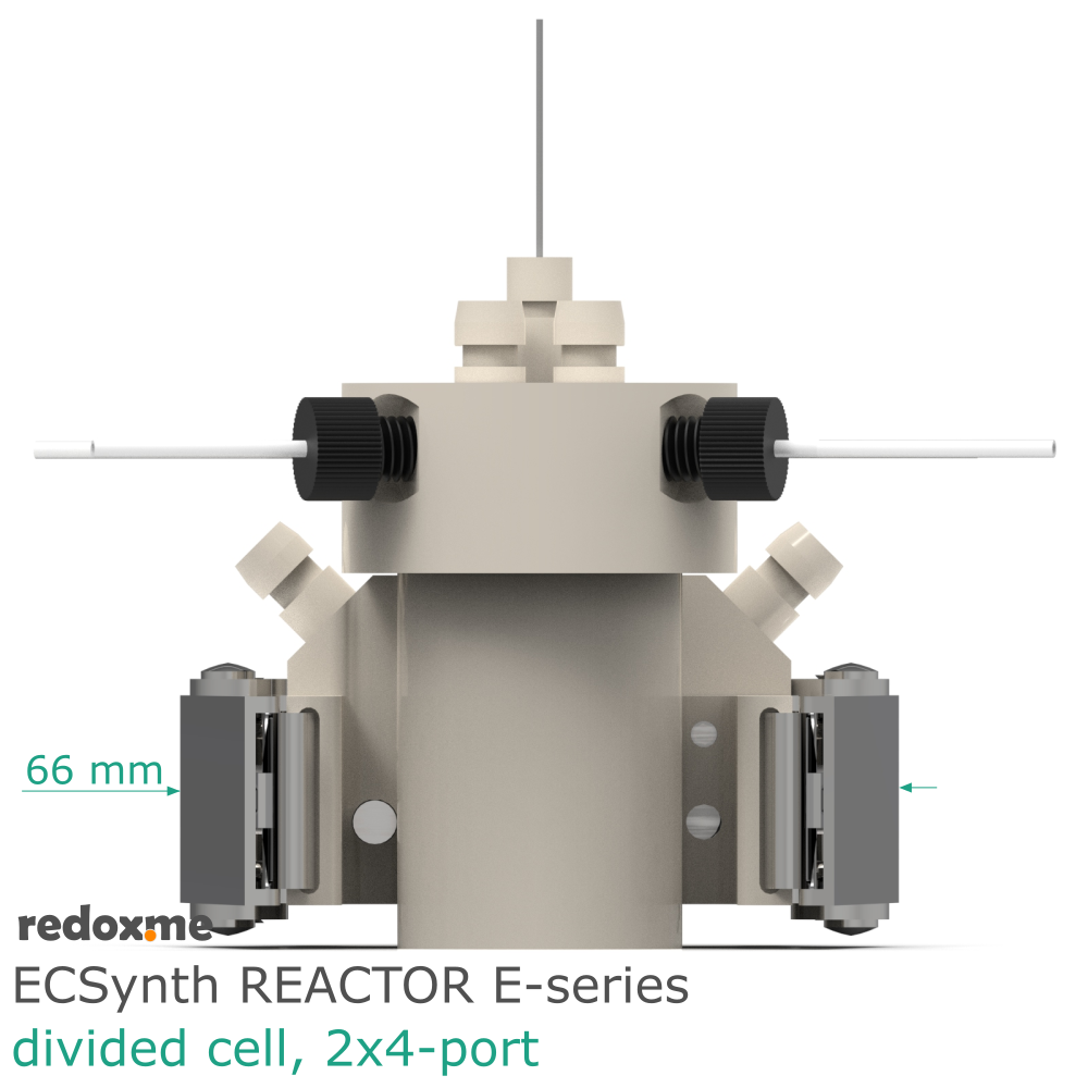 Electrosynthesis Reactor E-series, divided cell, 2x4-port