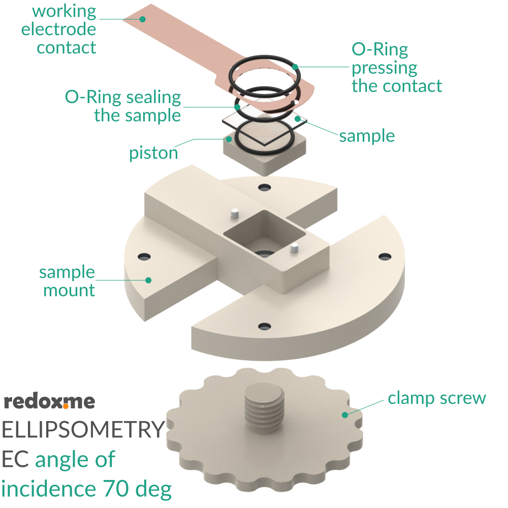 Ellipsometry EC - Ellipsometry Electrochemical Cell, angle of incidence 70 deg