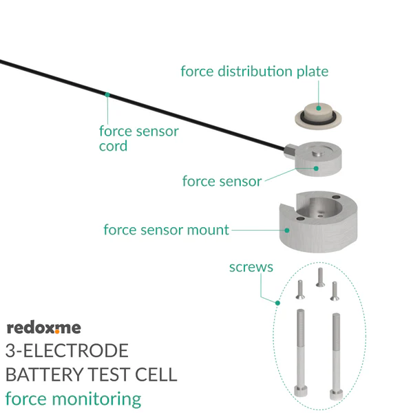 Three Electrode Battery Test Cell – force monitoring