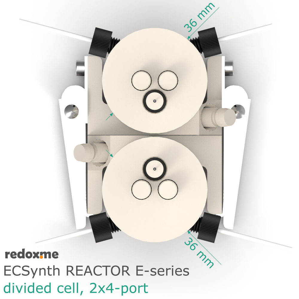 Electrosynthesis Reactor E-series, divided cell, 2x4-port