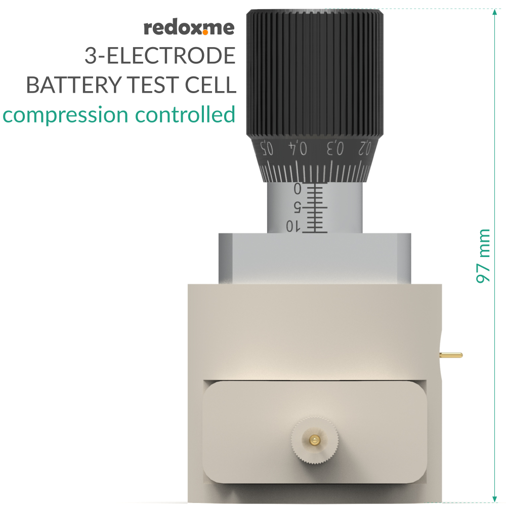 Three Electrode Battery Test Cell – compression controlled