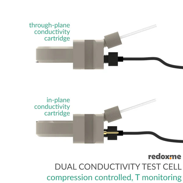 Dual Conductivity Test Cell - compression controled, T monitoring