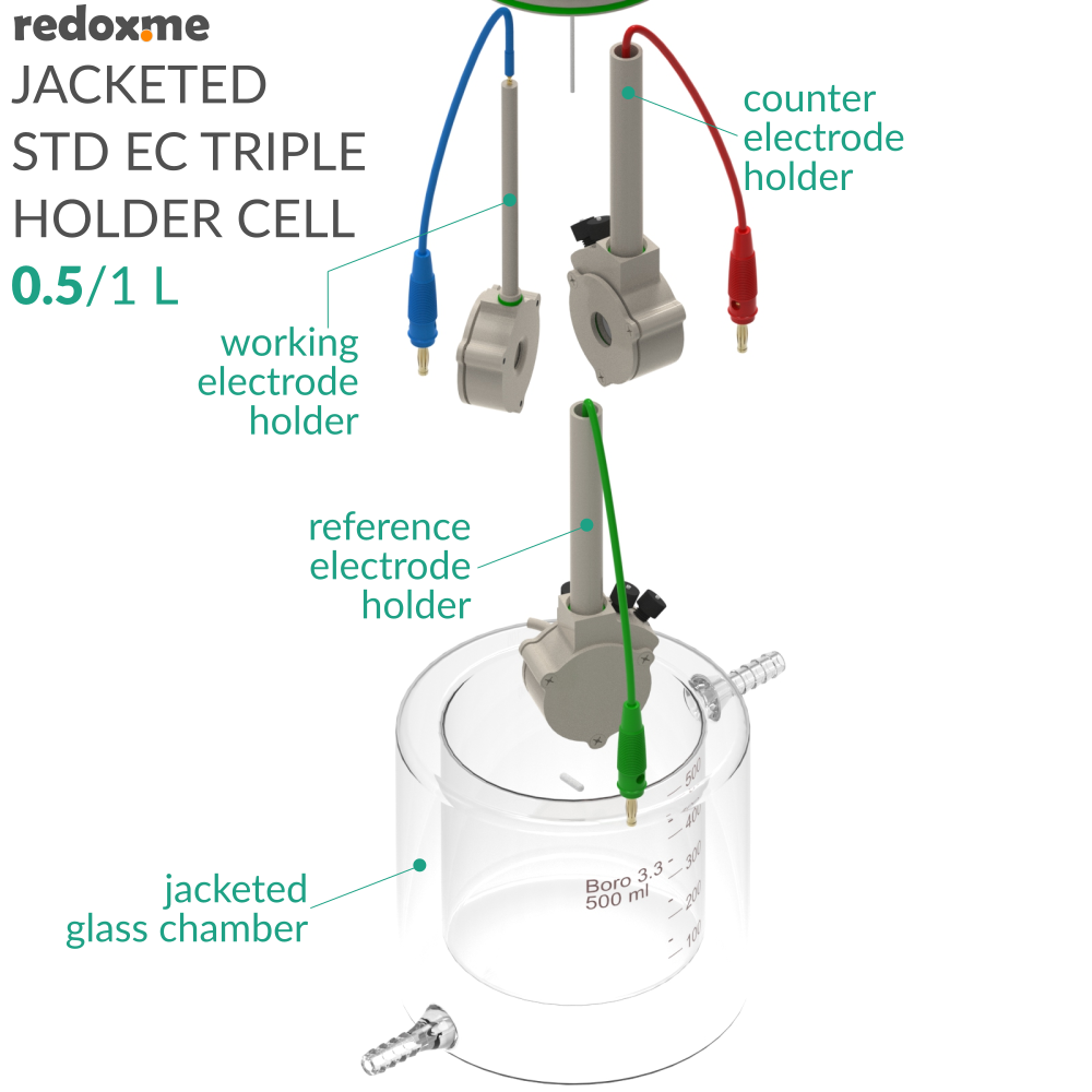 Jacketed Standard Electrochemical Triple Holder Cell