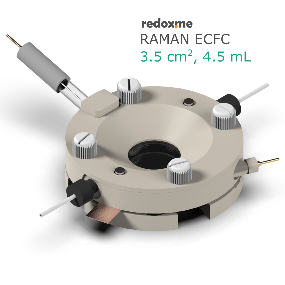 Raman ECFC 3.5 cm2, 4.5 mL – Raman Electrochemical Flow Cell, active area: 3.5 cm2, volume: 4.5 mL