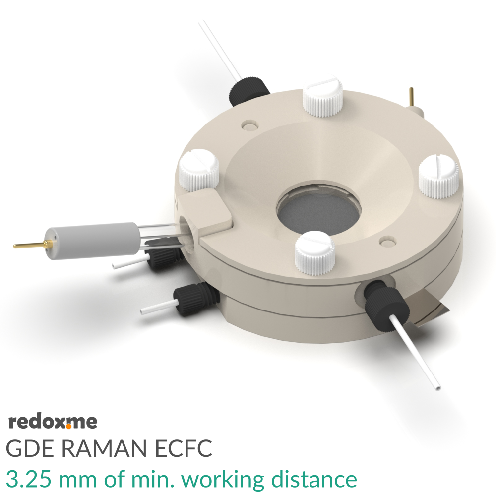 GDE Raman ECFC – Screw Mount Gas Diffusion Electrode Raman Electrochemical Flow Cell, 3.25 mm of min. working distance