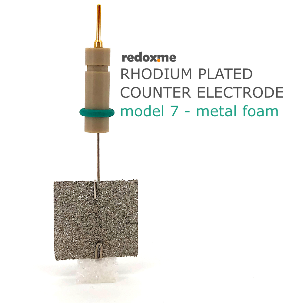 Rhodium plated counter electrode model 7 – metal foam