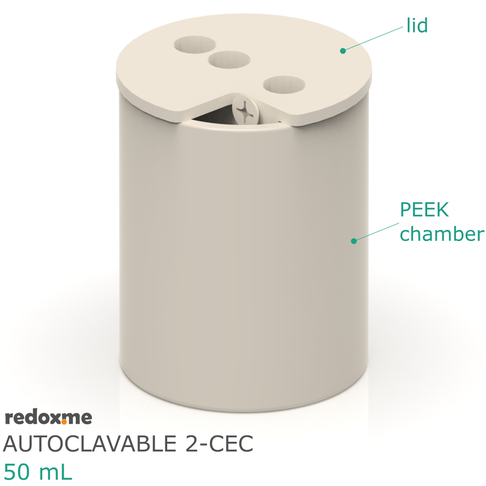 Autoclavable 2-CEC 50 mL - Autoclavable Two-compartment Electrochemical Cell
