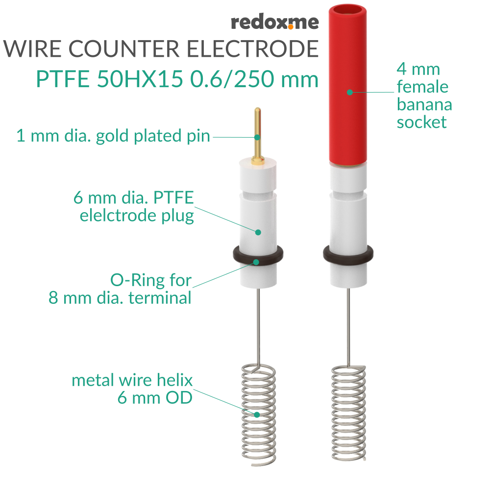 Metal Wire Auxiliary Electrode - PTFE 50HX15 0.6/250 mm