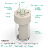 Electrosynthesis Reactor D-series/septa, 30 mm OD, divided cell, 5-port
