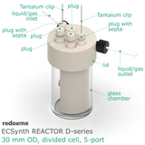 Electrosynthesis Reactor D-series, 30 mm OD, divided cell, 5-port