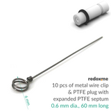 10 pcs of metal wire clip and PTFE plug with expanded PTFE septum