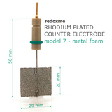 Rhodium plated counter electrode model 7 – metal foam