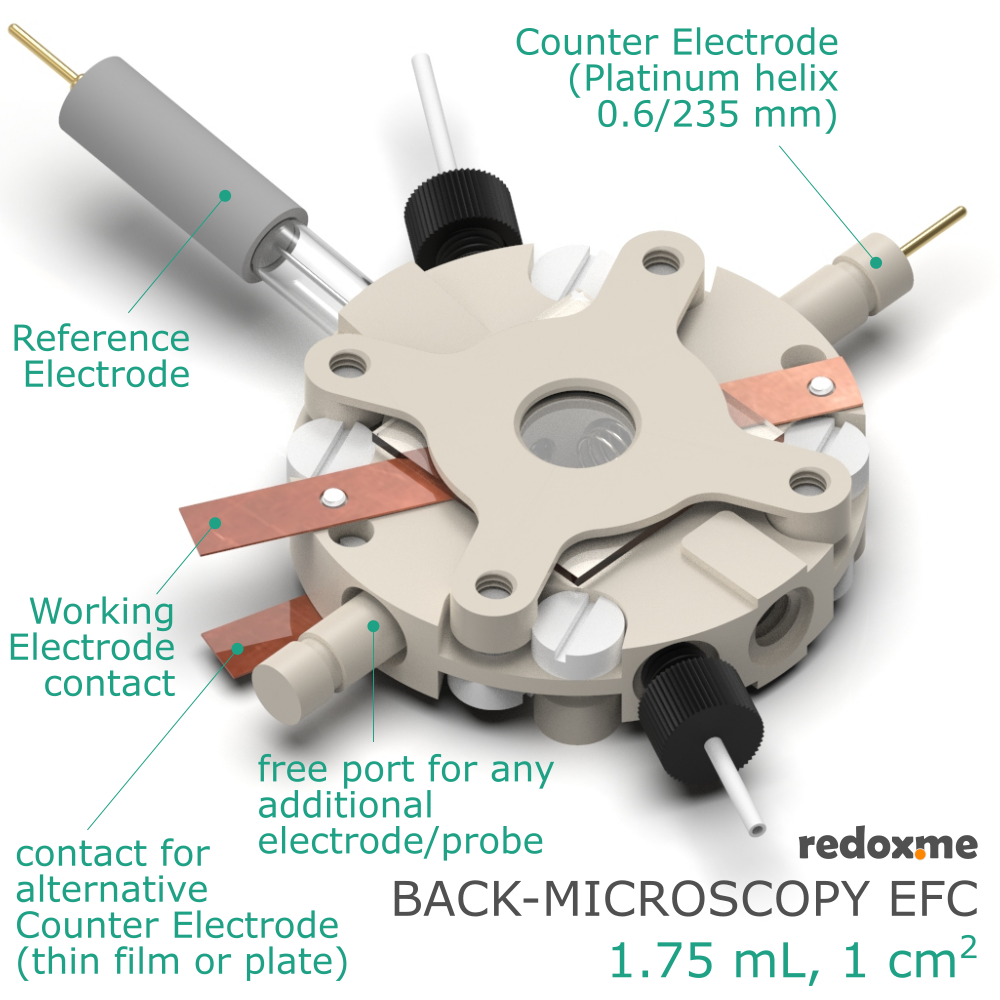 Back-microscopy EFC, 1.75 mL - Back-microscopy Electrochemical Flow Cell, volume: 1.75 mL