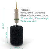 Reticulated Glassy (Vitreous) Carbon electrode - 20 mm dia., 25 mm high, Ta wire