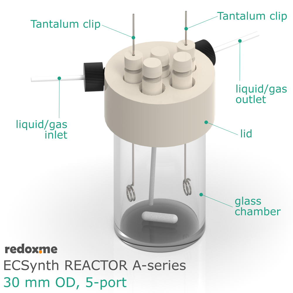Electrosynthesis Reactor A-series, 30 mm OD, 5-port